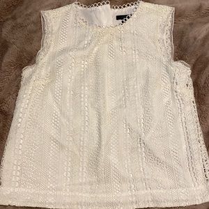 J Crew sz 12 EUC sleeveless cream lace blouse